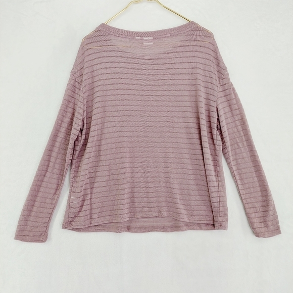 NWT 14th & Union Shadow Stripe Boatneck Long Sleeve Pullover Blouse Purple P4376 - Picture 5 of 8